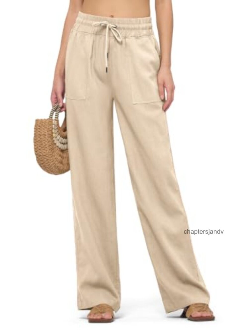Linen Blend Wide Leg Palazzo Trousers Breathable Yoga Travel Pants